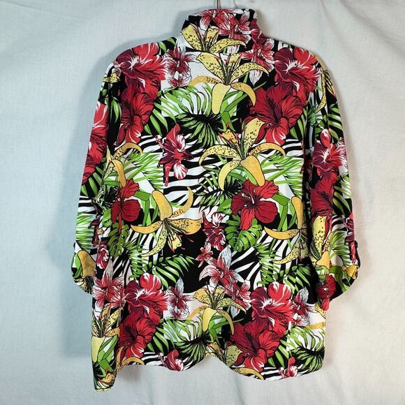Blair Jacket Womens Extra-Large XL Floral Full Zip Colorful Hawaiian Palm - Picture 5 of 5